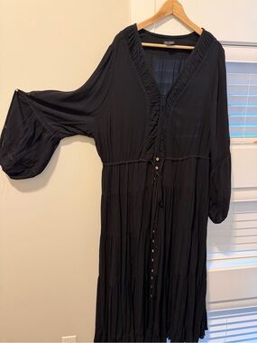 City Chic size 18 Black Tiered Maxi Dress with Ruffle Trim